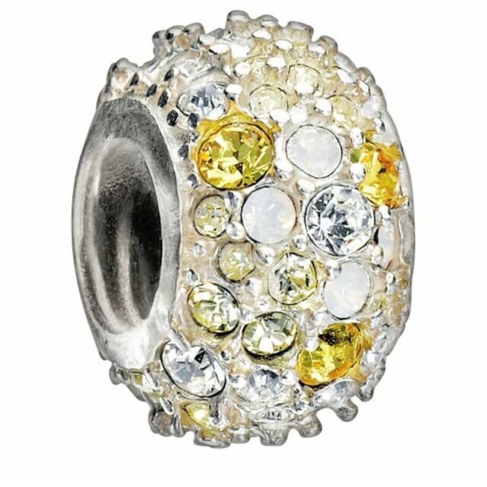 Elegant Silver and Yellow Crystal Charm